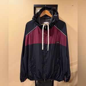 Miu Miu Technical Silk Red / Black Zipper Blouson Windbreaker Jacket